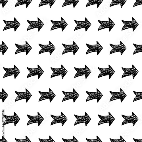 Seamless pattern with black hand drawn arrows