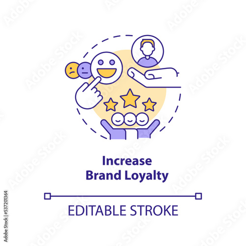 Increase brand loyalty concept icon. Customer satisfaction. User retention abstract idea thin line illustration. Isolated outline drawing. Editable stroke. Arial, Myriad Pro-Bold fonts used