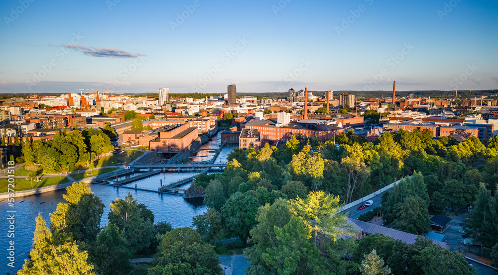 Tampere city on the lakeshore of Näsijärvi, Finland