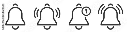 Notification bell icon. Incoming inbox message. New message notofication icons collection. Ringing bells. Alarm symbol. New message symbol.