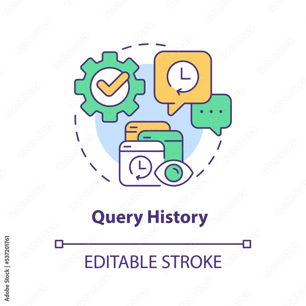Query history concept icon. Personalize customer interaction with product. Marketing abstract idea thin line illustration. Isolated outline drawing. Editable stroke. Arial, Myriad Pro-Bold fonts used