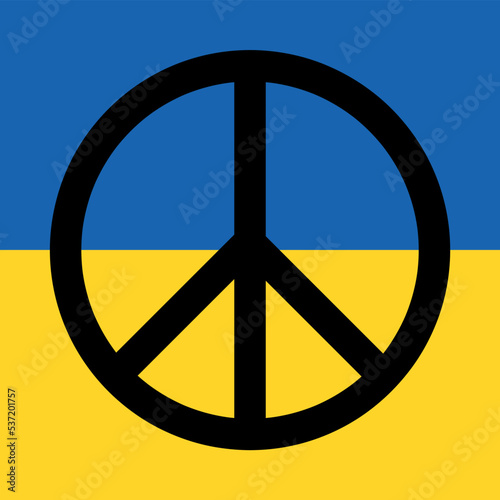 Peace logo on flag background Ukraine anti war sign