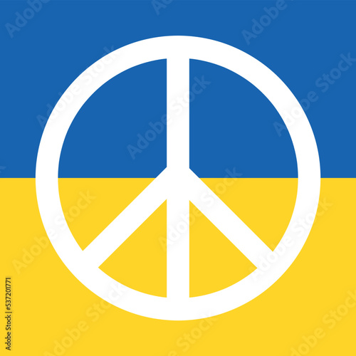 Peace logo on flag background Ukraine anti war sign