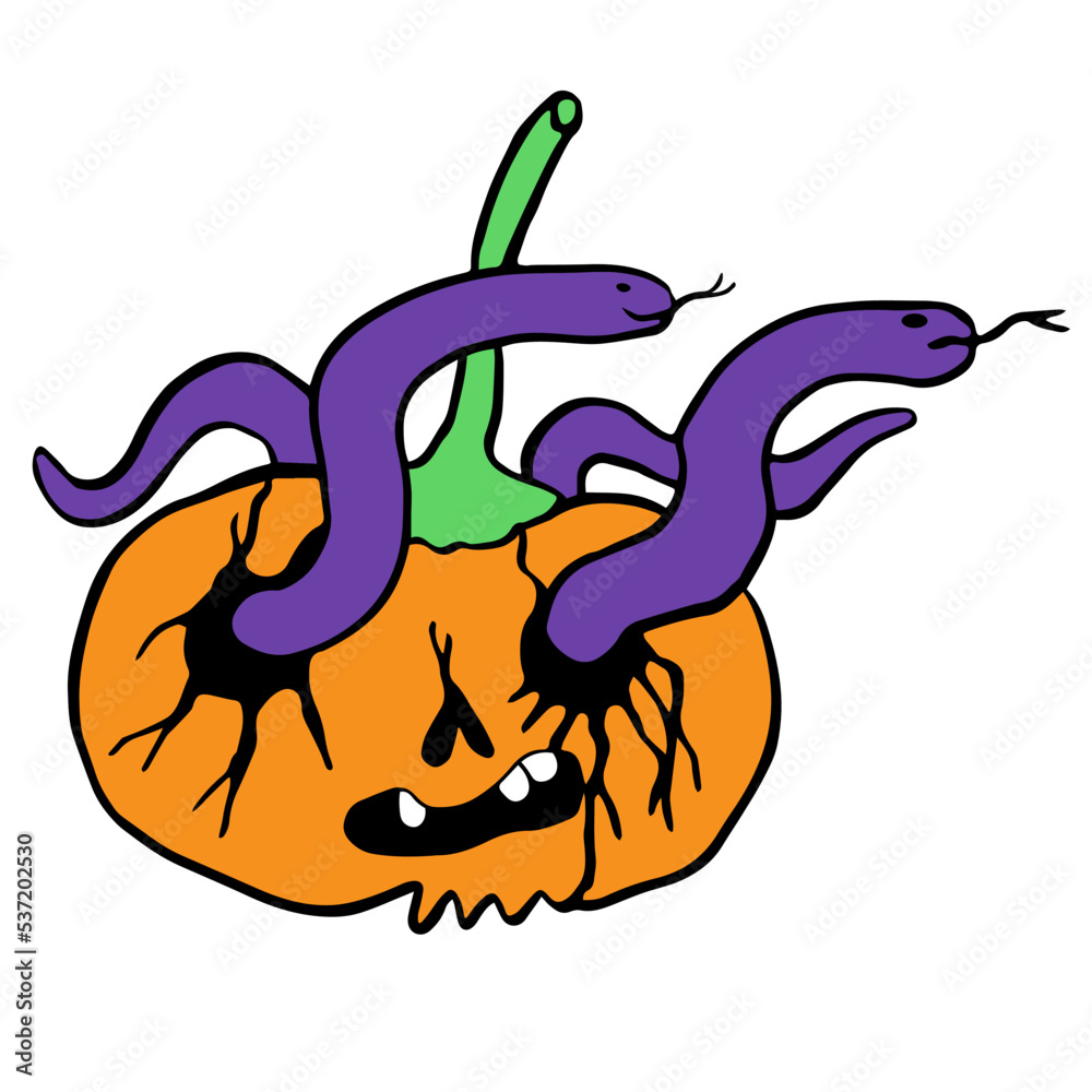 Obraz premium cartoon style vector illustration halloween pumpkins