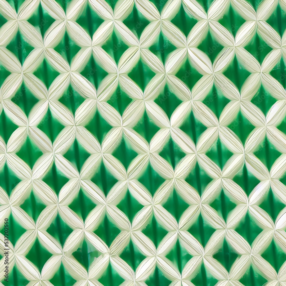 Green geometric seamless tile pattern