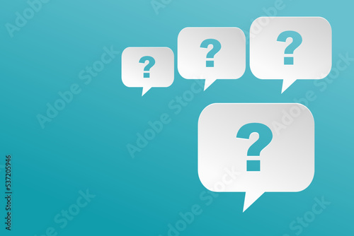 question mark icon sign on white speech bubble paper cut for faq answer solution and information support illustration business symbol with problem graphic idea or help concept