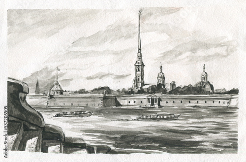 Peter and Paul Fortress in Saint Petersburg sketch