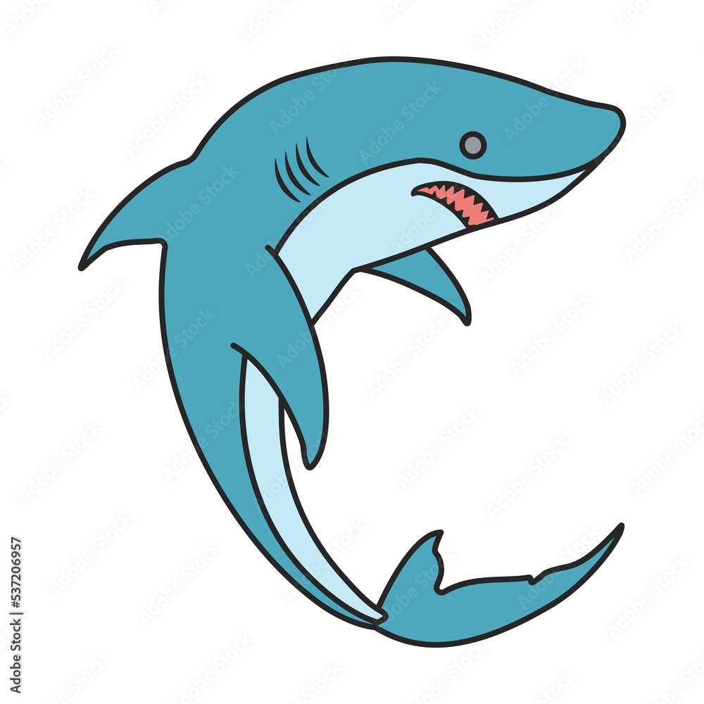 Fototapeta premium Shark vector icon.Color vector icon isolated on white background shark.
