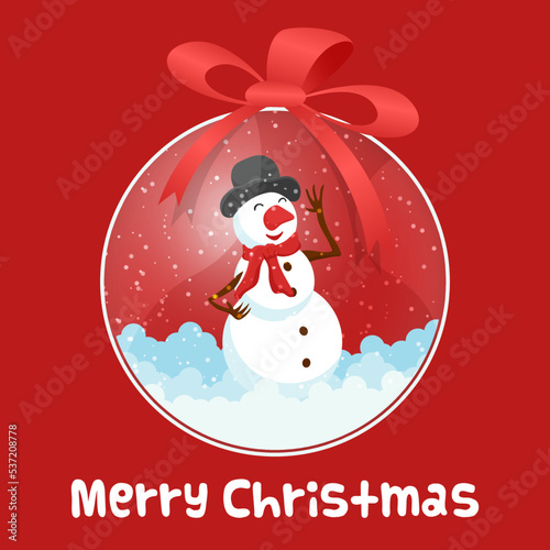 Cuadro en lienzo Christmas card with snowman decoration