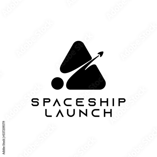 minimal space ship launch logo in a triangle shape design illustration (ID: 537209379)