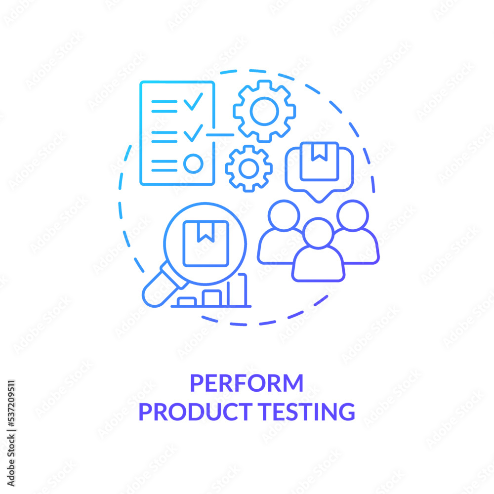 Perform product testing blue gradient concept icon. Check offer ...