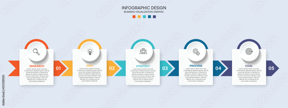 Steps business timeline process infographic template design with icons
