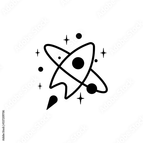 minimalist launched rocket in the space logo design illustration (ID: 537209706)