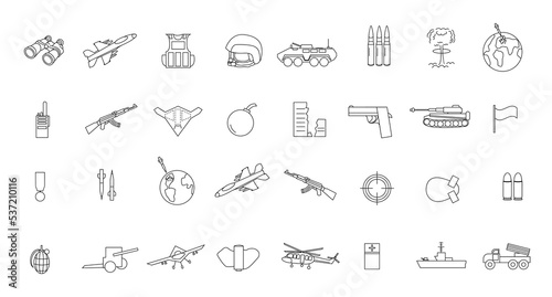 Army and military icons.War icons universal set for web and mobile.Thin Line Style stock vector.