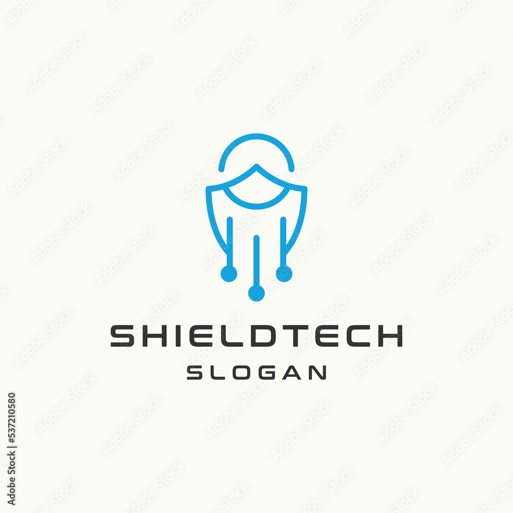 Shield tech logo icon design template 