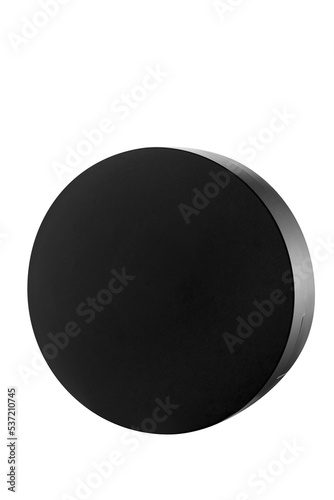 Black plastic powder Case for face cosmetic makeup powder isolate on white background