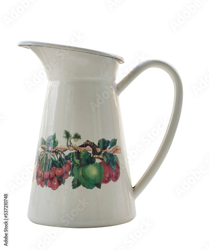 vintage white jug isolate on white background