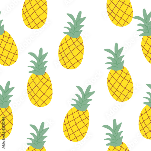 Seamless pattern of pineapple on white background