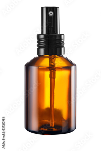 cosmetic.perfume. Spray brown glass bottle  isolated on white background