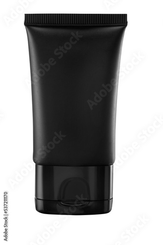 Black plastic tube for medicine or cosmetics cream, gel, skin care, toothpaste. packaging mockup isolated on white background