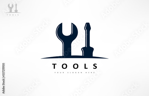 Repair logo vector. Wrench and screwdriver logo vector.