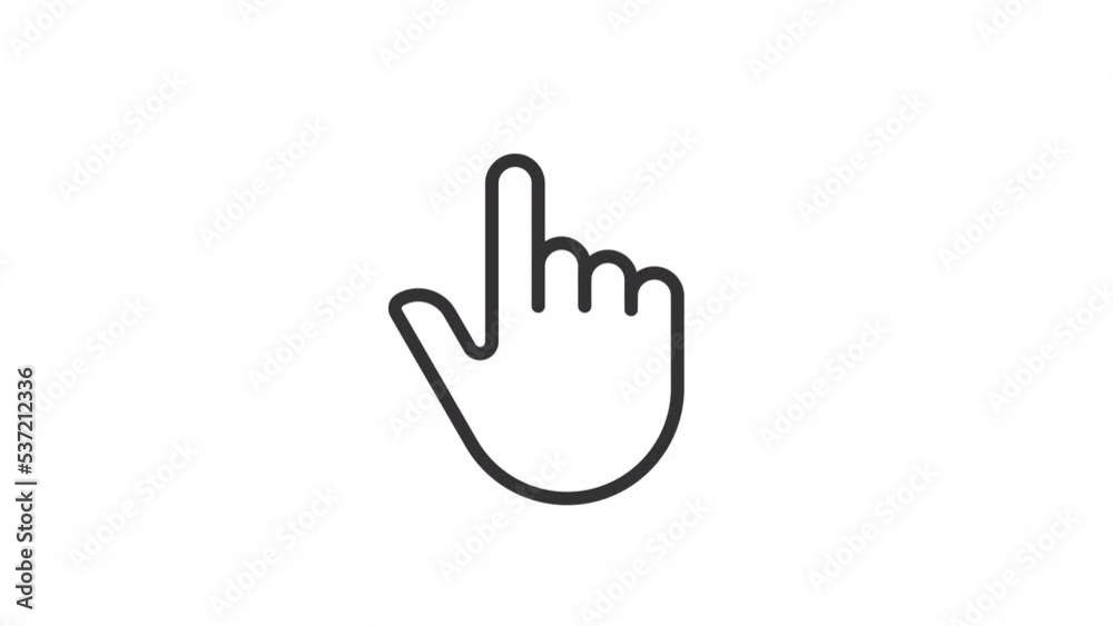 Animated finger touch linear icon. Touchscreen control gesture. Smartphone display. Pointing up. Seamless loop HD video with alpha channel on transparent background. Outline motion graphic animation
