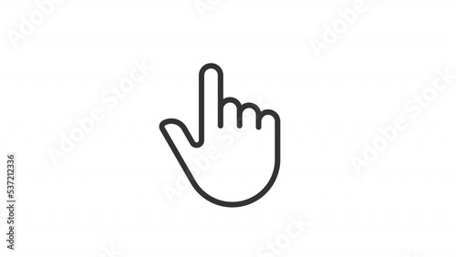 Animated finger touch linear icon. Touchscreen control gesture. Smartphone display. Pointing up. Seamless loop HD video with alpha channel on transparent background. Outline motion graphic animation photo