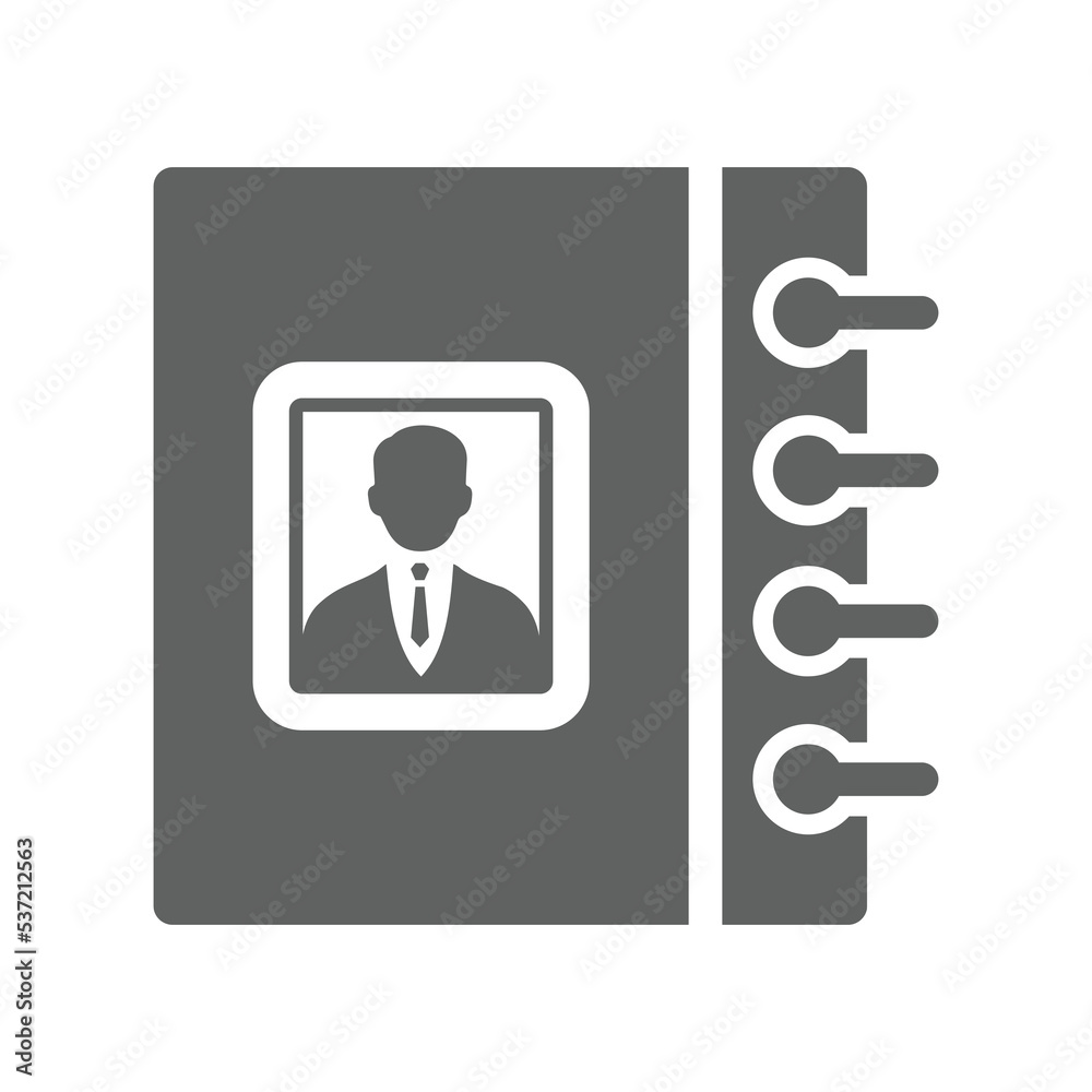 Address, book, contact icon. Gray vector graphics. Address, book, contact icon. Gray vector graphics.