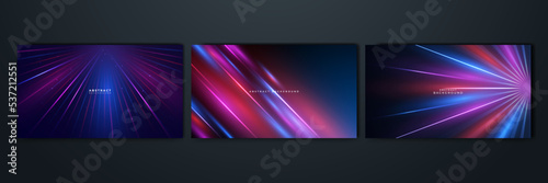 Modern abstract high-speed movement. Colorful dynamic motion on blue background. Movement sport pattern for banner or poster design background concept.