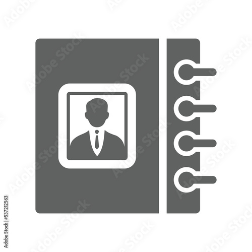 Address, book, contact icon. Gray vector graphics.