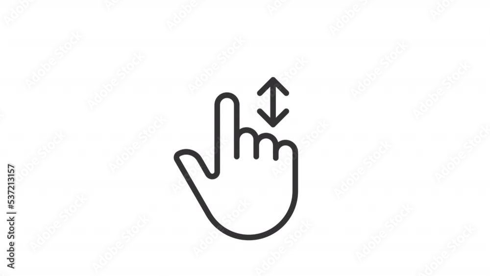 Animated vertical scroll linear icon. Move down and up. Touchscreen control gesture. Seamless loop HD video with alpha channel on transparent background. Outline motion graphic animation Animated vertical scroll linear icon. Move down and up. Touchscreen control gesture. Seamless loop HD video with alpha channel on transparent background. Outline motion graphic animation