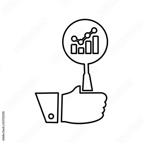 Analytics, analysis, graph outline icon. Line art sketch.