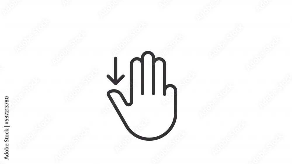 Animated swipe down linear icon. Three finger touch downwards. Touchscreen navigation. Seamless loop HD video with alpha channel on transparent background. Outline motion graphic animation Animated swipe down linear icon. Three finger touch downwards. Touchscreen navigation. Seamless loop HD video with alpha channel on transparent background. Outline motion graphic animation