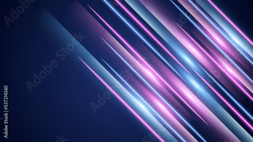 Modern abstract high-speed light effect. Technology futuristic dynamic motion on blue background with copy space. Movement pattern for banner or poster design background concept.