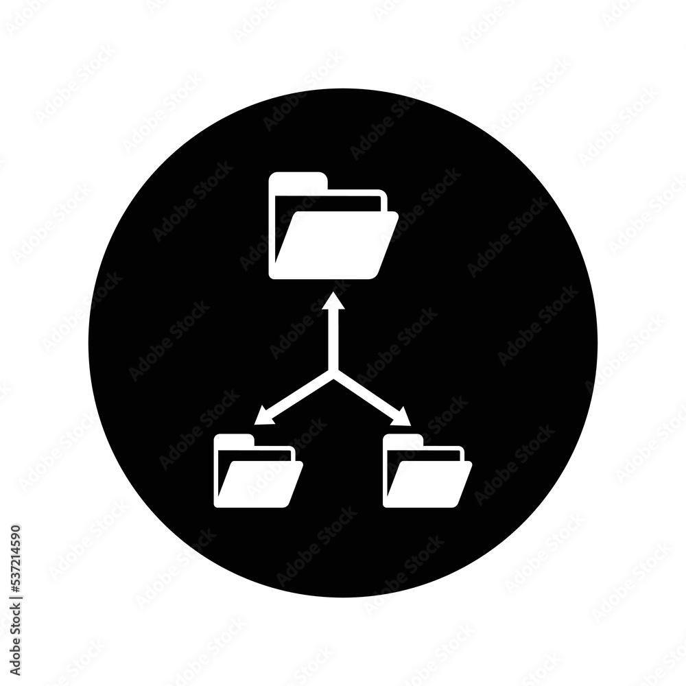 Application structure, folder, folder structure icon. Black vector graphics. Application structure, folder, folder structure icon. Black vector graphics.