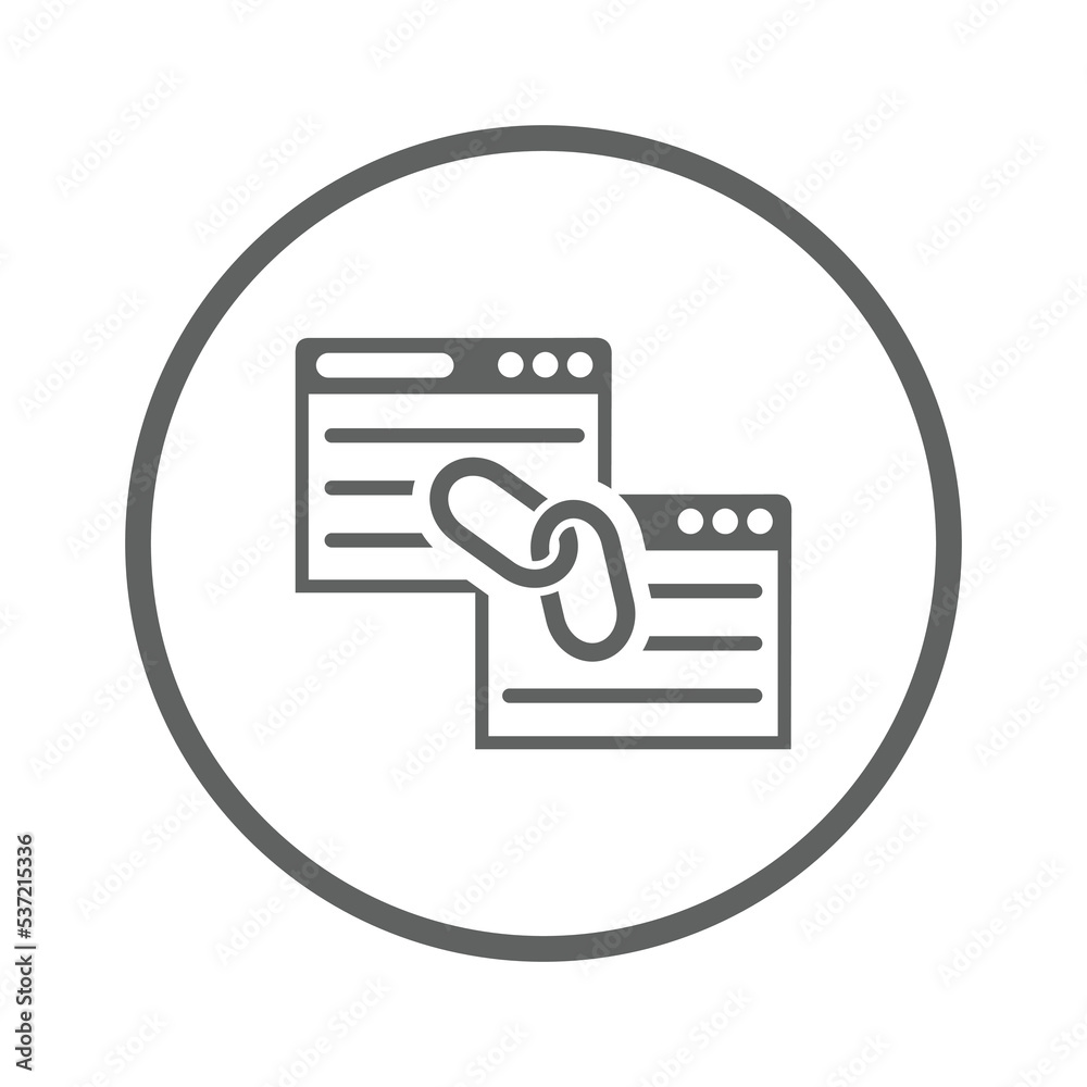 Back link, network icon. Gray vector sketch. Back link, network icon. Gray vector sketch.
