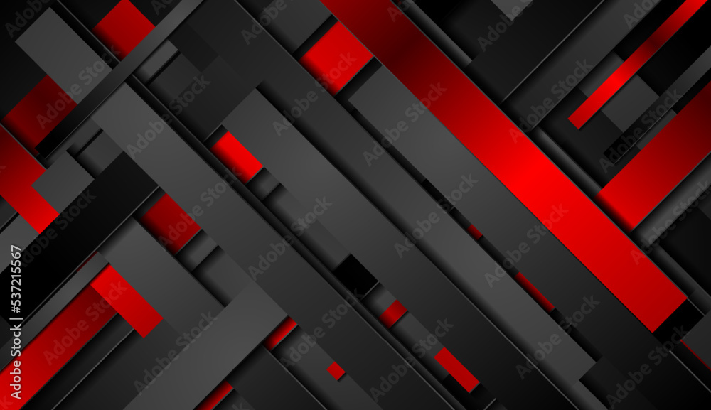 Tech geometric abstract background with red and black stripes. Vector design Tech geometric abstract background with red and black stripes. Vector design