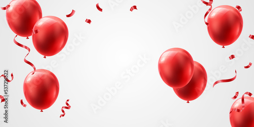 3d red luxury design balloons for celebration party vector illustration