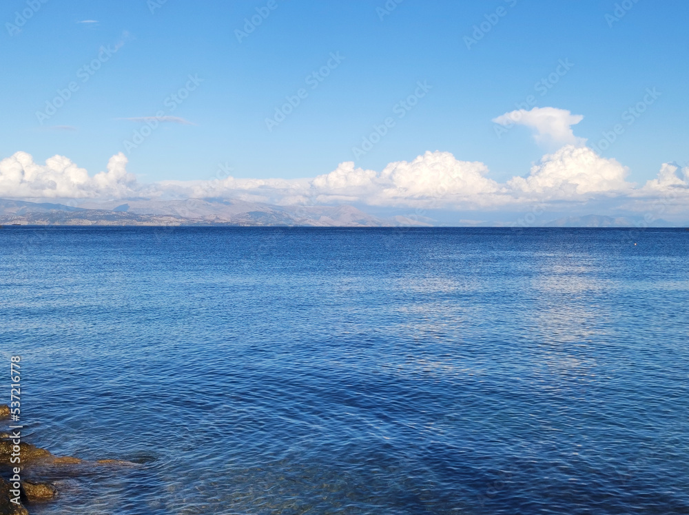 Obraz premium calm surface of Ionian sea on Corfu island