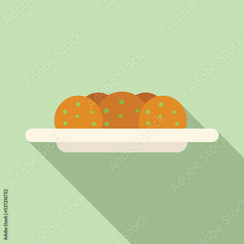 Falafel icon flat vector. Cooking pita. Arabic vegan
