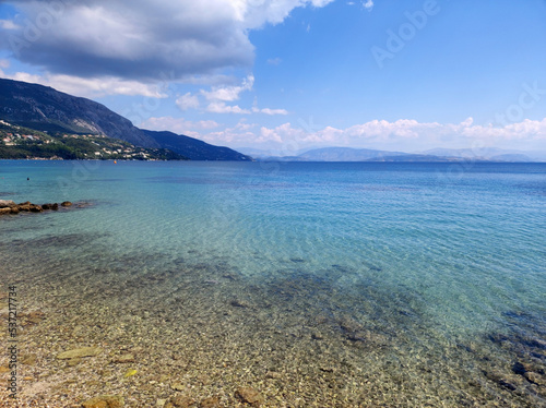 calm surface of Ionian sea on Corfu island