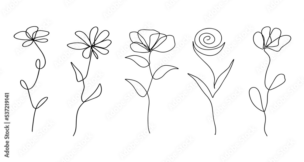 Set of monoline flowers