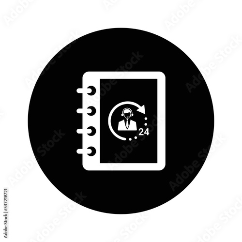 Contacts, book, contact icon. Black vector graphics.