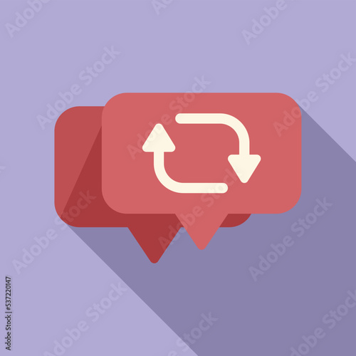 Red chart repost icon flat vector. Repost graphic. Data document