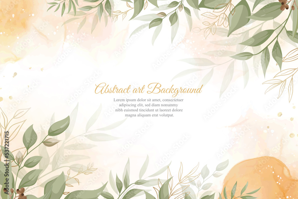 Greenery Wedding Invitation Design with  Elegant Floral and Watercolor