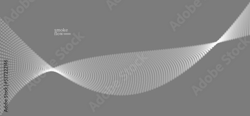 Vector abstract background with wave of flowing particles, smoke flowing grey design, smooth and soft relaxing image.