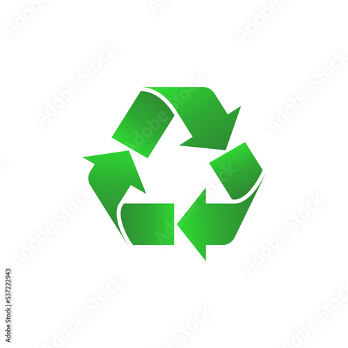Recycle logo green separated ,vector isolated on white background.