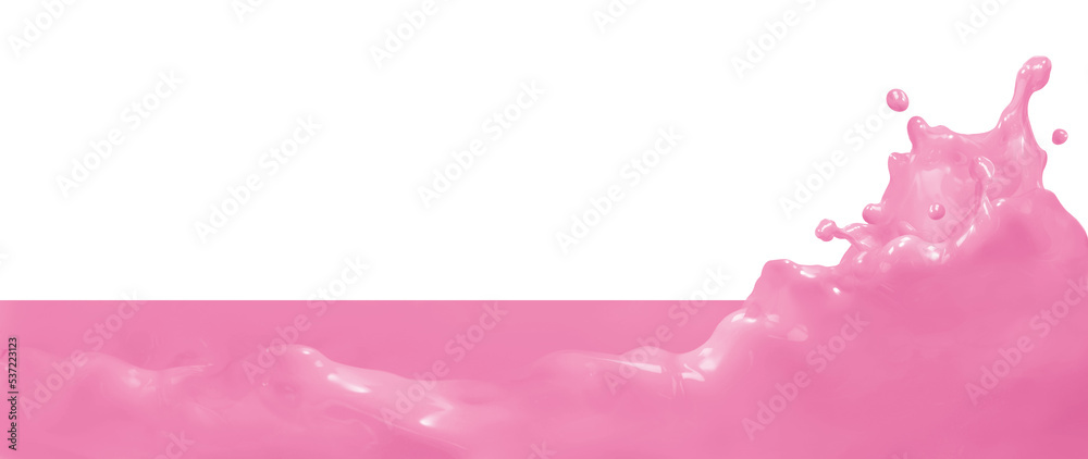 Strawberry milk, pink, splash, isolated on white background