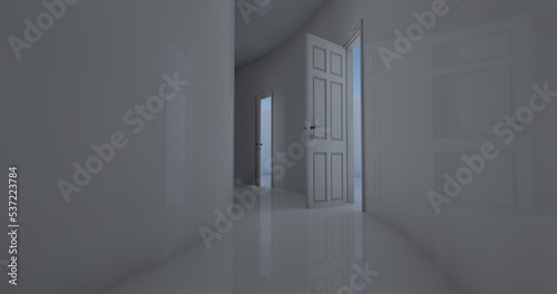 liminal space alone in empty places 3d render