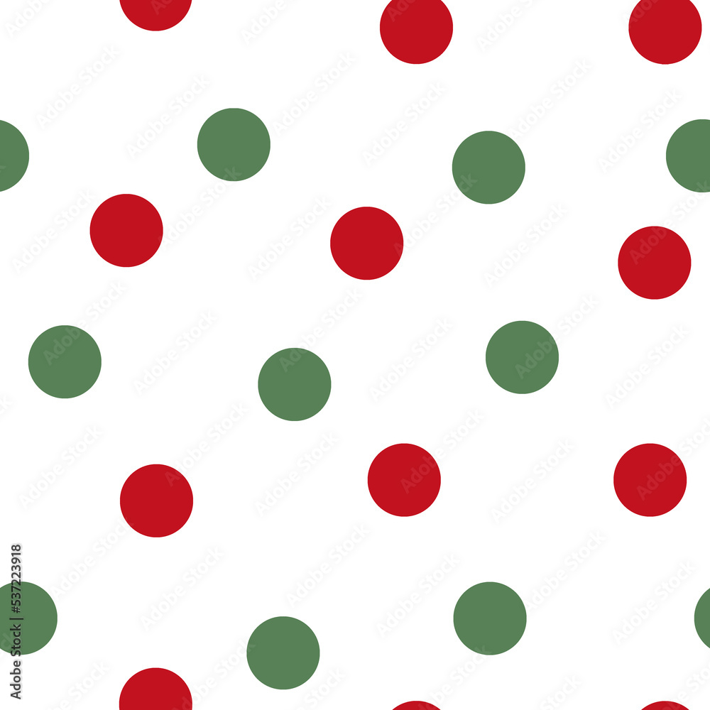 Red and green polka dots on white background seamless pattern Red and green polka dots on white background seamless pattern